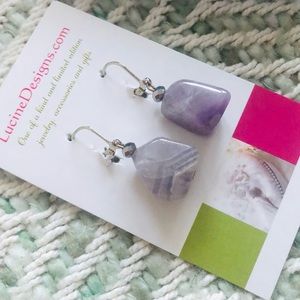 Amethyst gemstone drop earrings, healing stones jewelry